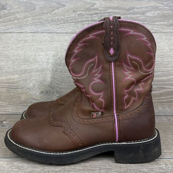 Justin Gypsy Gemma Brown Leather Women’s Sz 9B Western Round Toe Cowgirl Boots - Picture 3 of 13